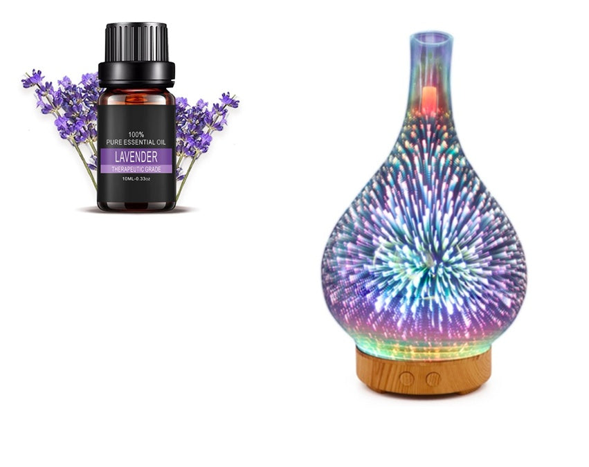 3D Feuerwerk Glasvase Form Aroma Diffusor 7 Farbe Led Nacht Aroma Ätherisches Öl Diffusor