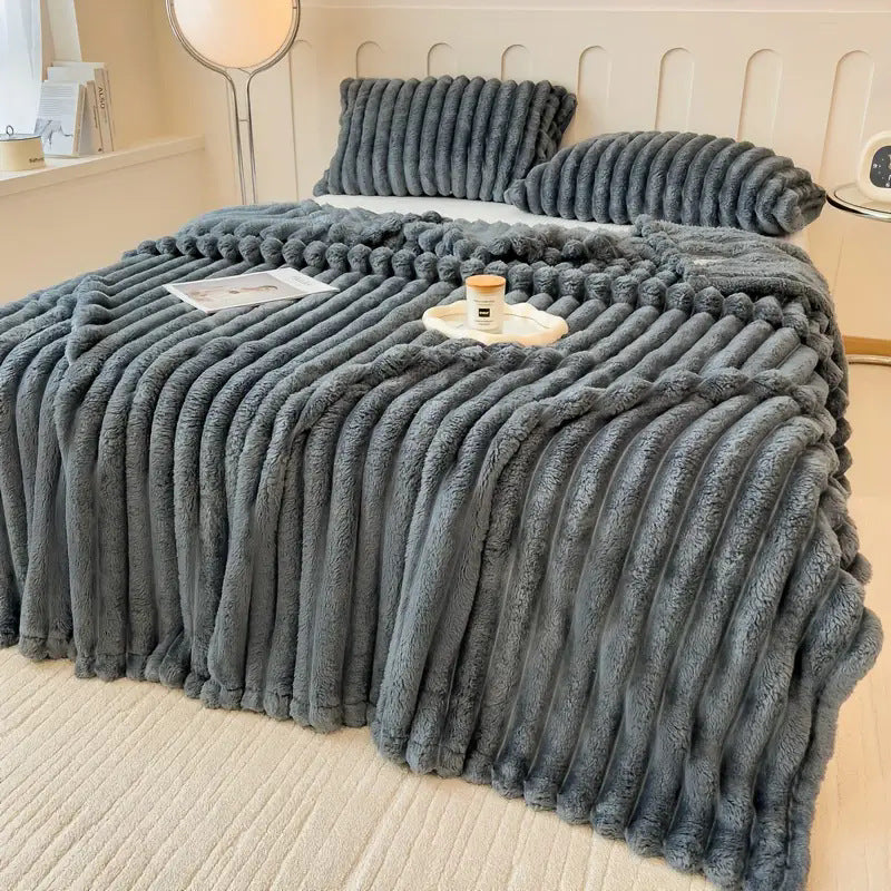 Couverture châle de luxe en fausse fourrure de lapin douce et chaude